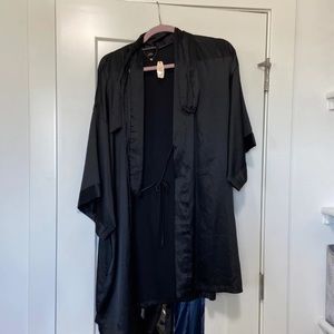 Victoria secret black satin robe